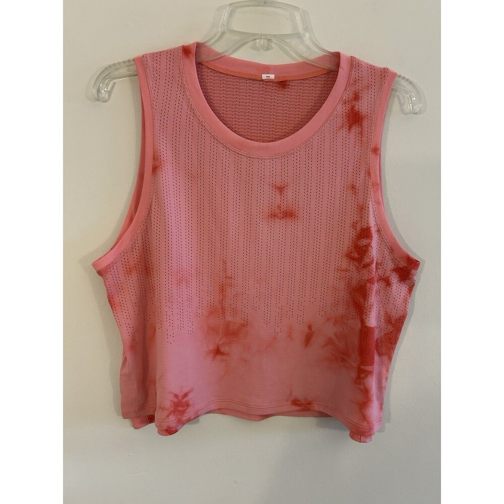 Lululemon Train to Be Tank Size 10 Rain Marble Dye Raspberry Cream